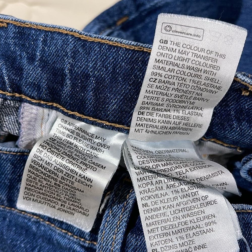 & OTHER STORIES HIGH WAISTED STRAIGHT LEG JEANS WITH CUT RAW EDGE HEM SIZE 24 - Picture 5 of 12